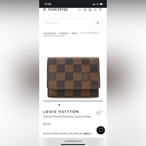 Authentic LOUIS VUITTON
Damier Ebene Pattern Card Case
